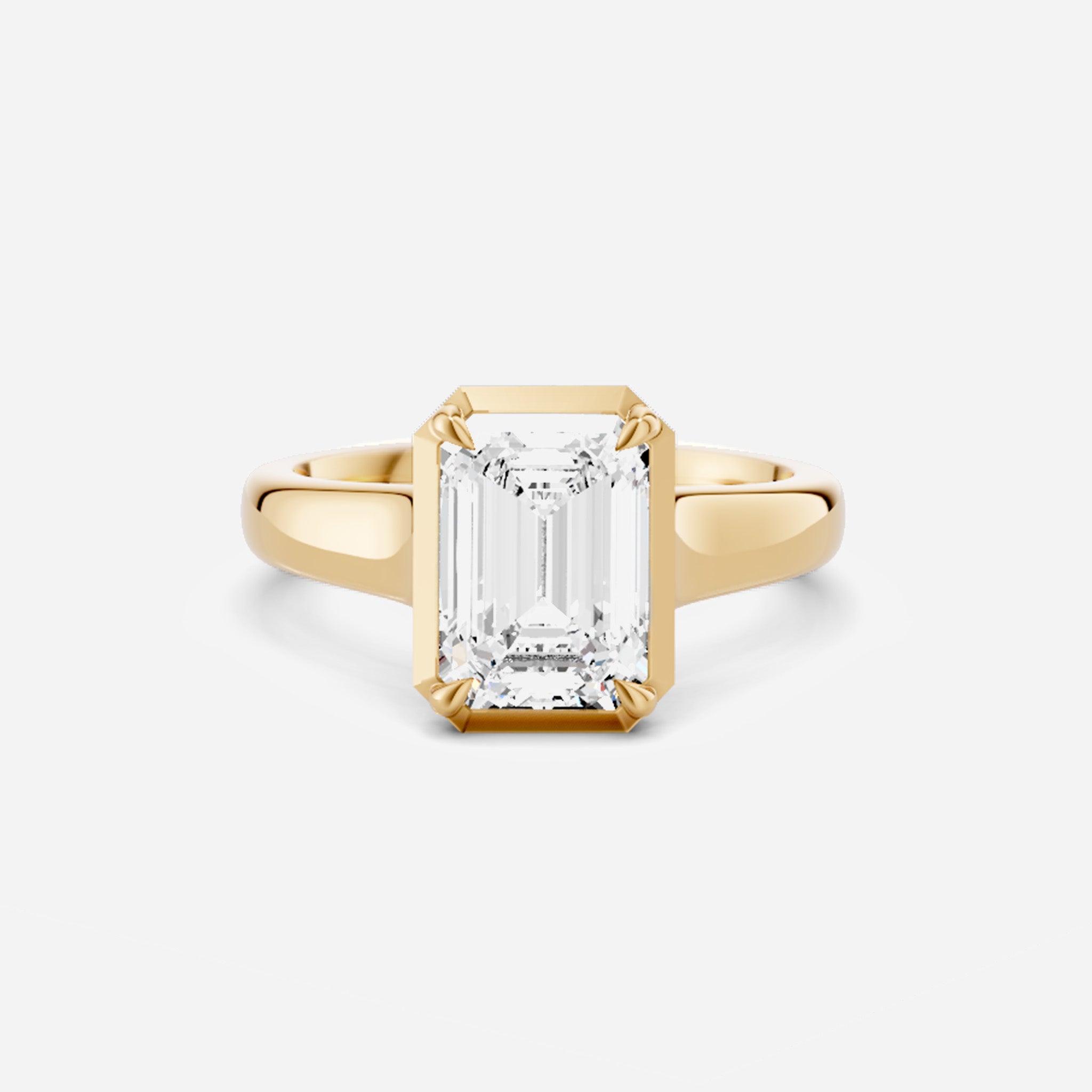 Collet Set Cathedral Emerald Engagement Ring