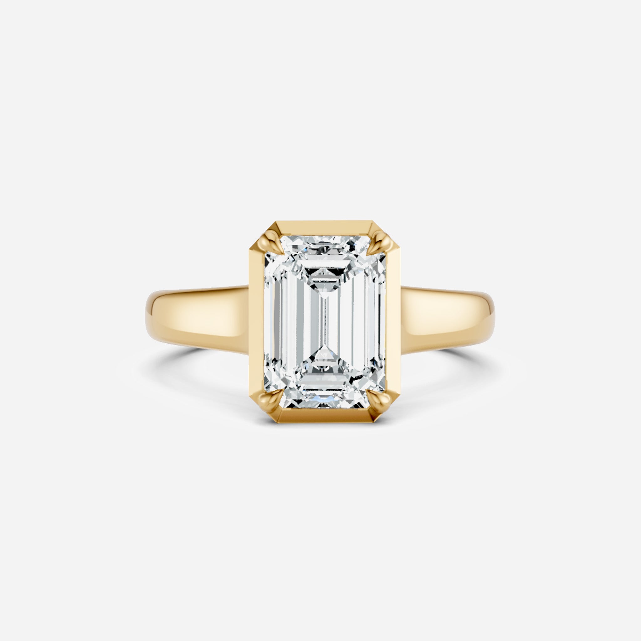 Collet Set Cathedral Emerald Engagement Ring