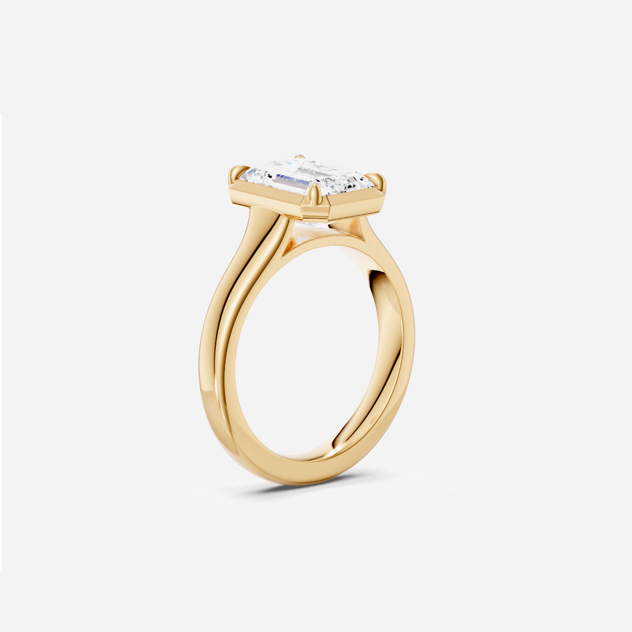 Collet Set Cathedral Emerald Engagement Ring