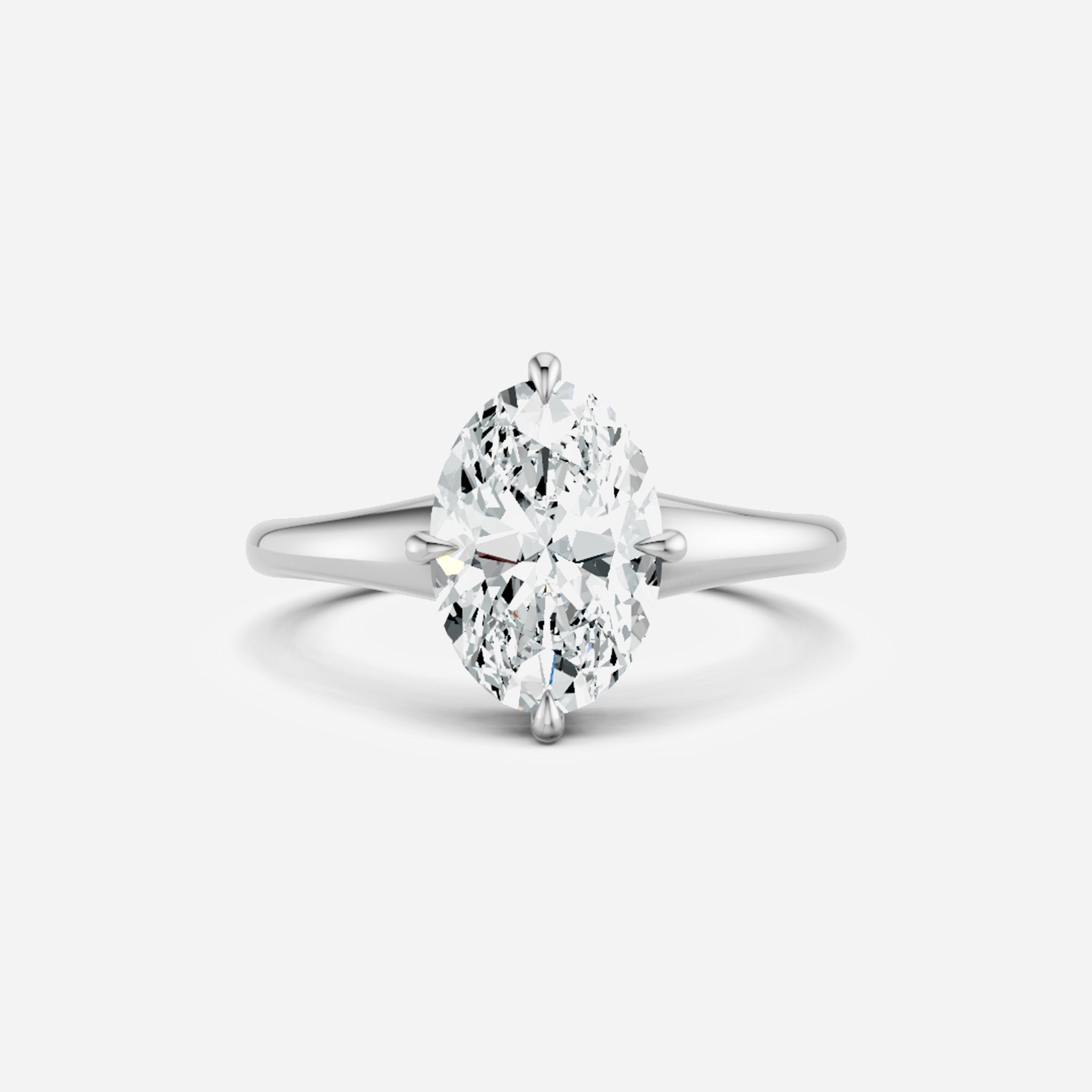 Compass Set Taper Band Oval Engagement Ring