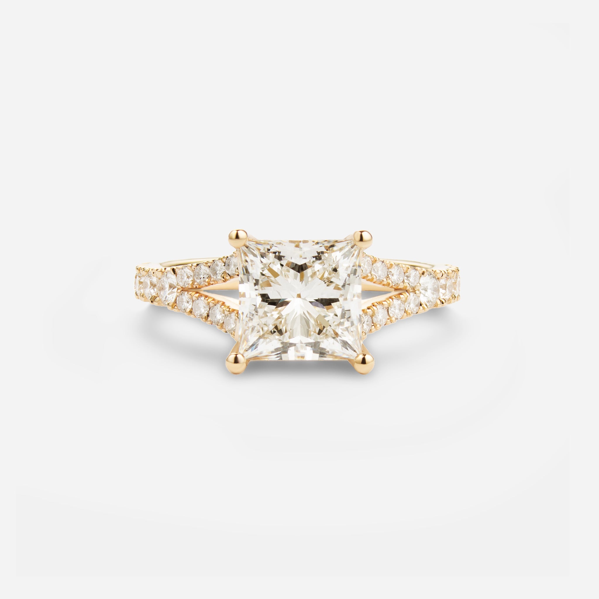 Split Pave Shank Princess Ring