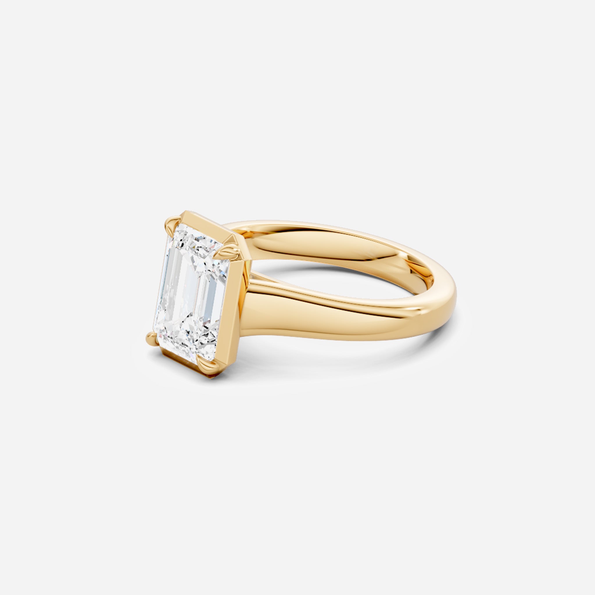 Collet Set Cathedral Emerald Engagement Ring