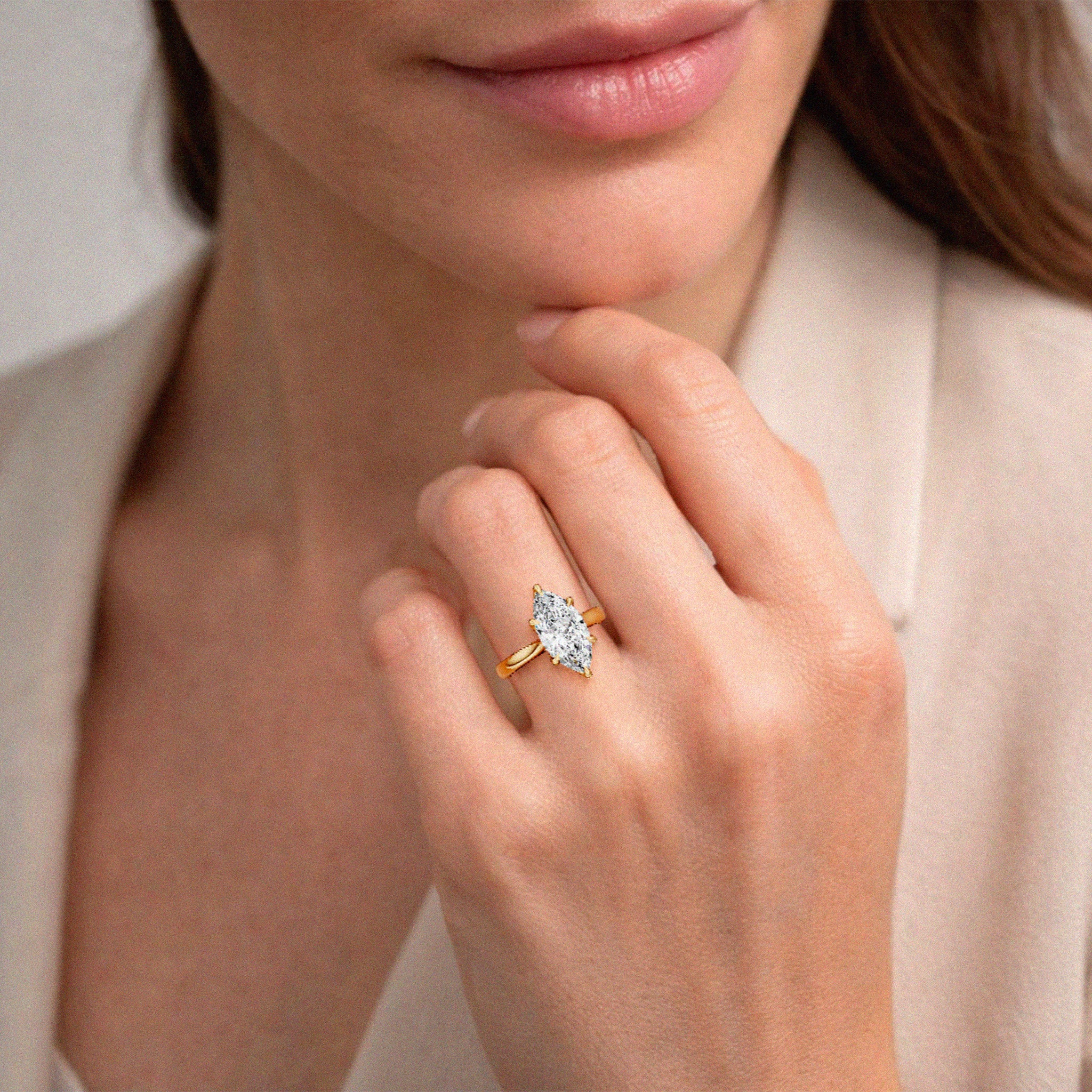 Tulip Cathedral Marquise Engagement Ring