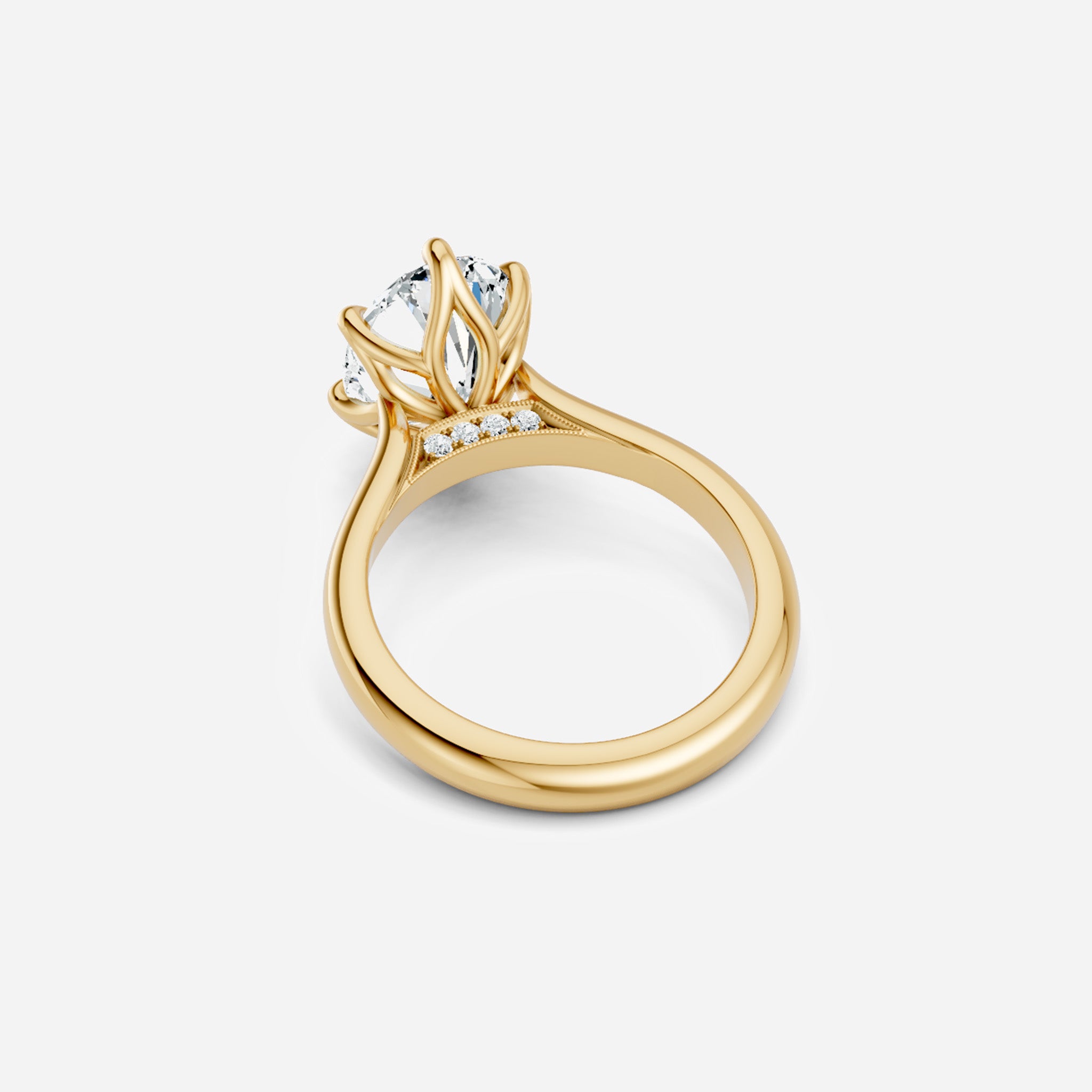 Tulip Set Hidden Diamond Oval Engagement Ring