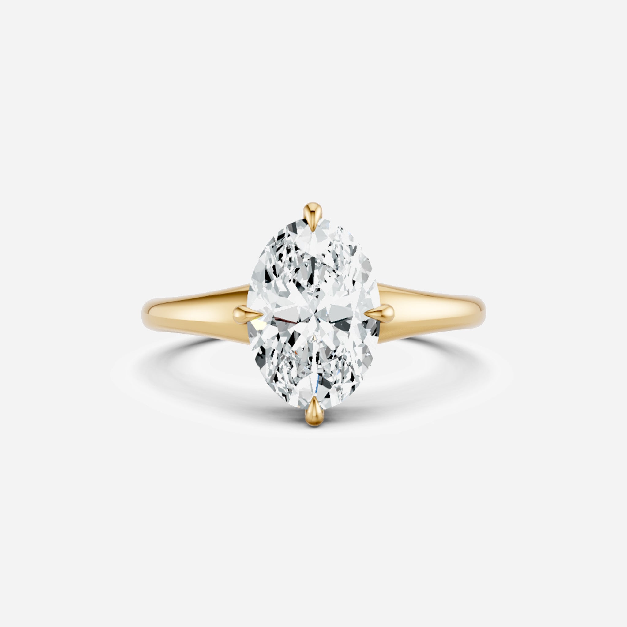 Compass Set Taper Band Oval Engagement Ring