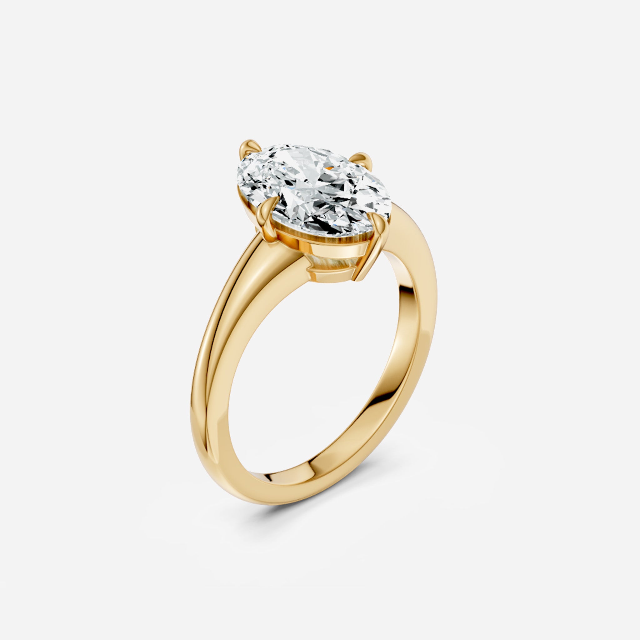 Compass Set Taper Band Oval Engagement Ring