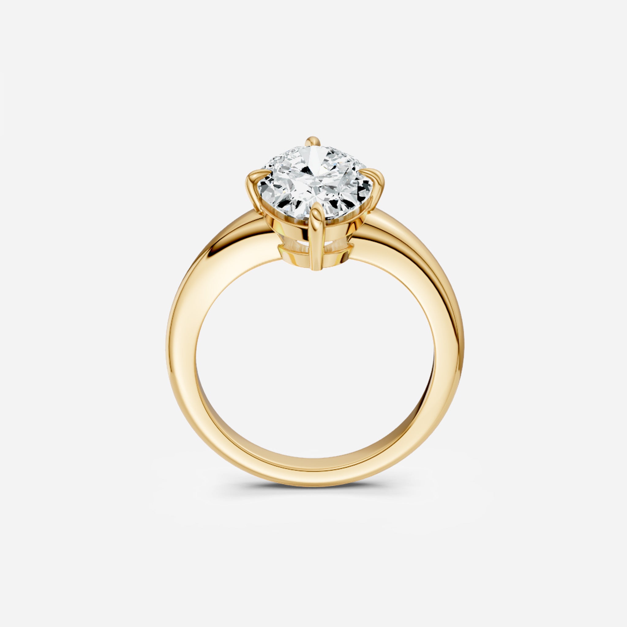 Compass Set Taper Band Oval Engagement Ring