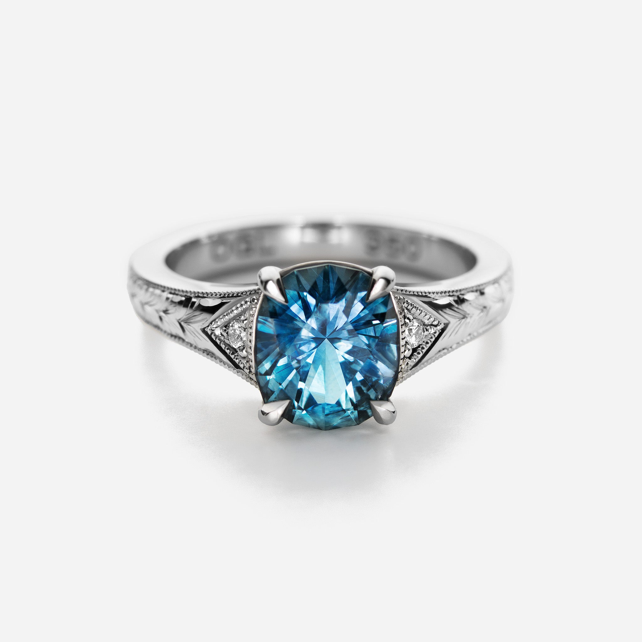 Montana Sapphire Hand Engraved Ring
