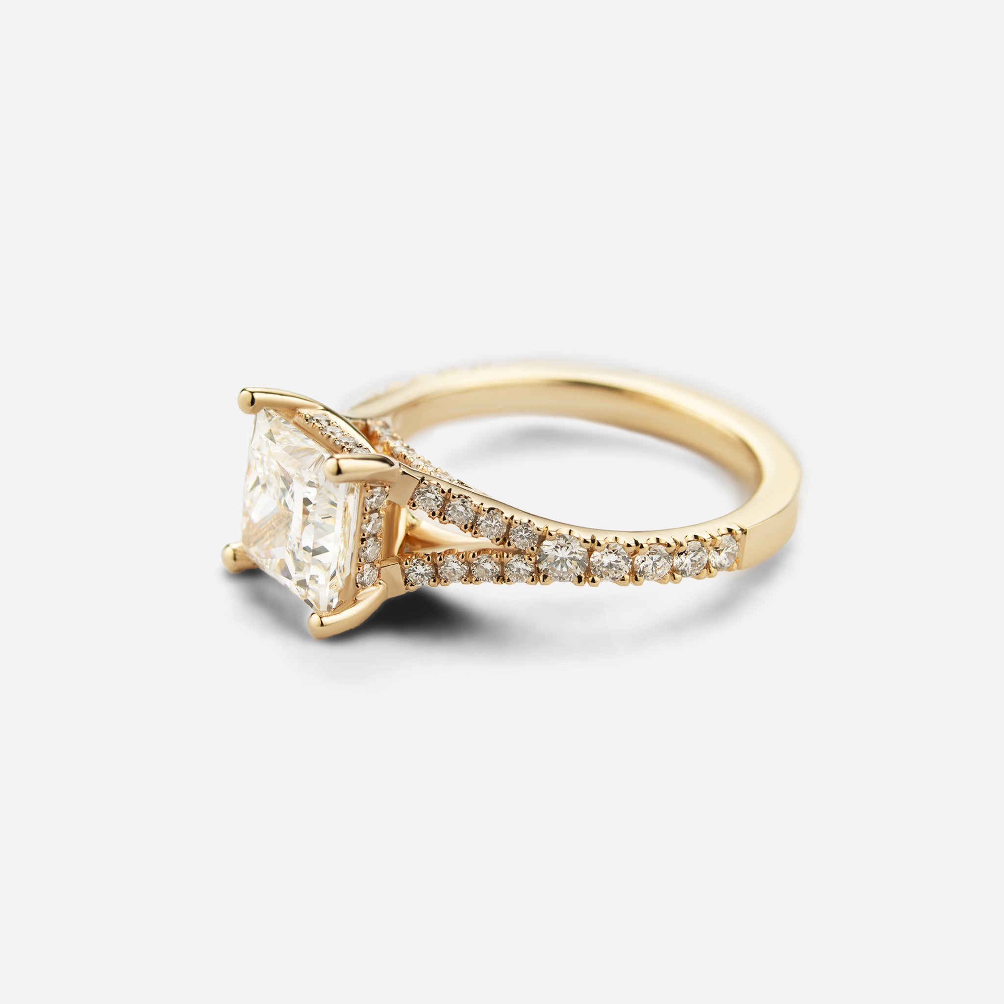 Split Pave Shank Princess Ring